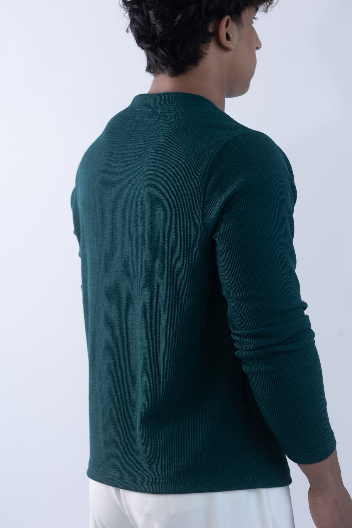 green henley rib knit